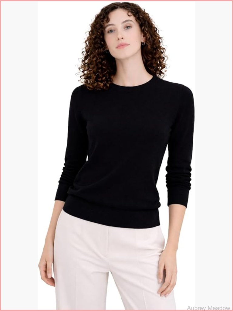 100% Pure Cashmere Classic Long Sleeve Pullover Crew Neck Sweater